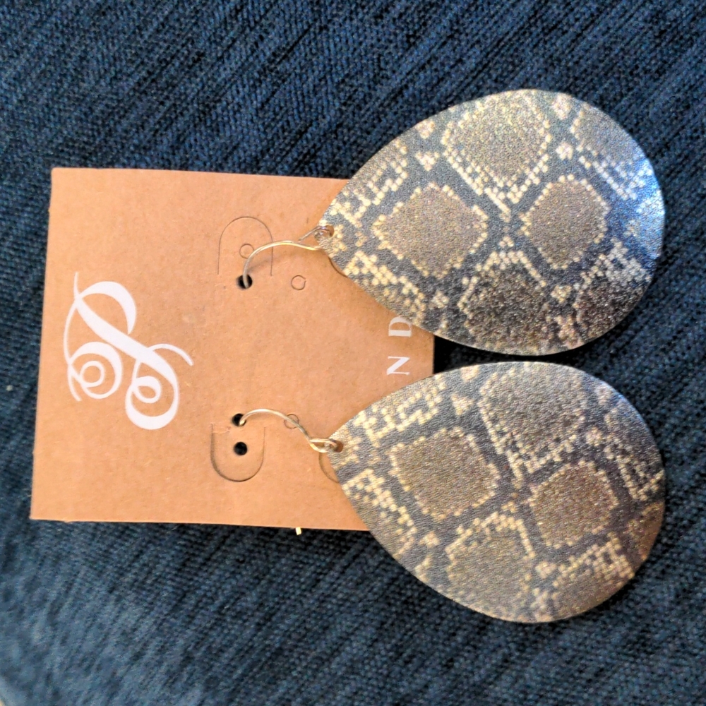 Metal Snakeskin Teardrop Earrings